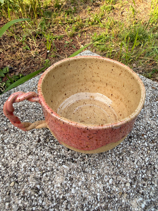 Large Pink Drip Cappuccino Mug
