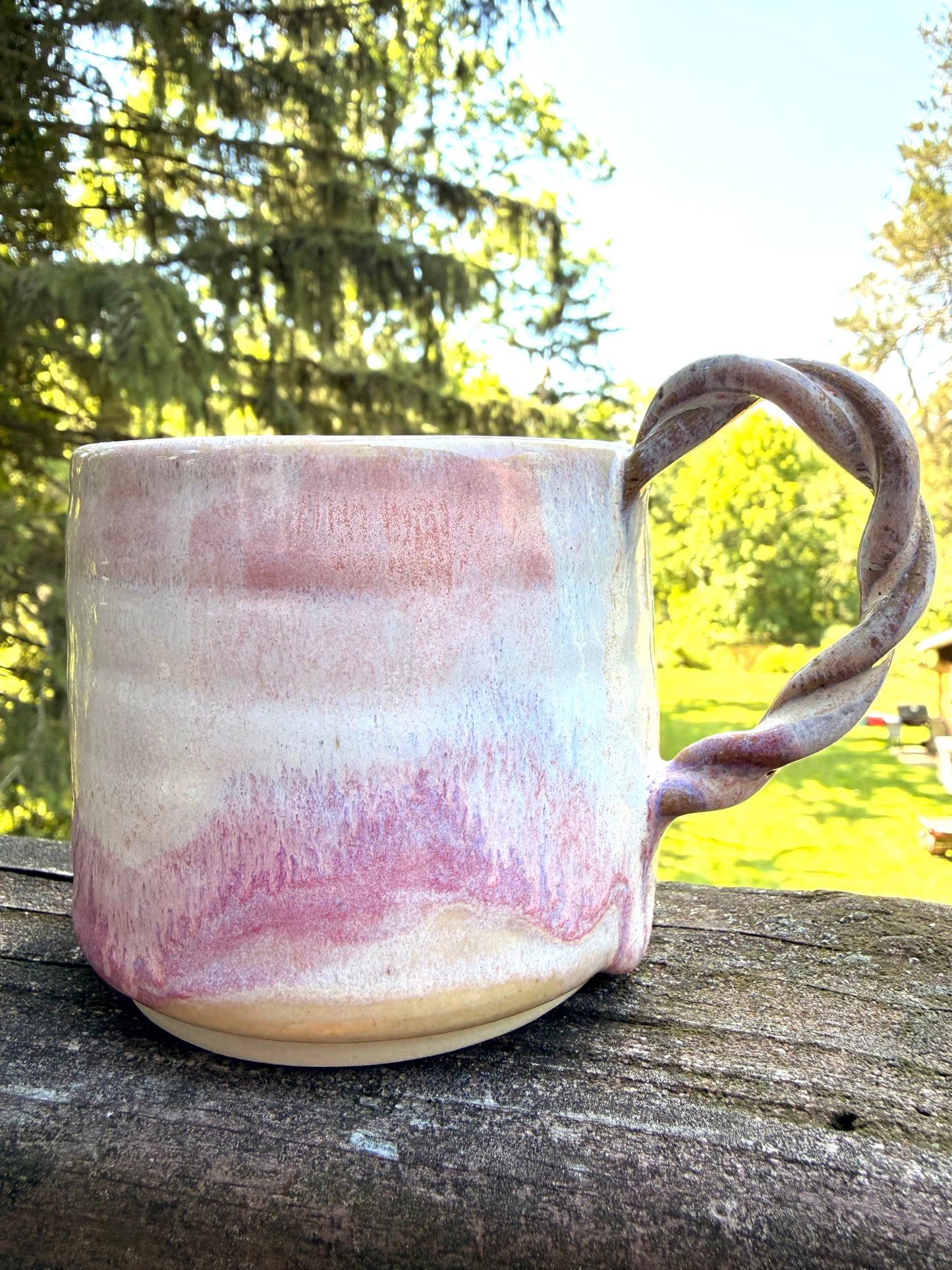 Pink Drip Mug with twisty handle