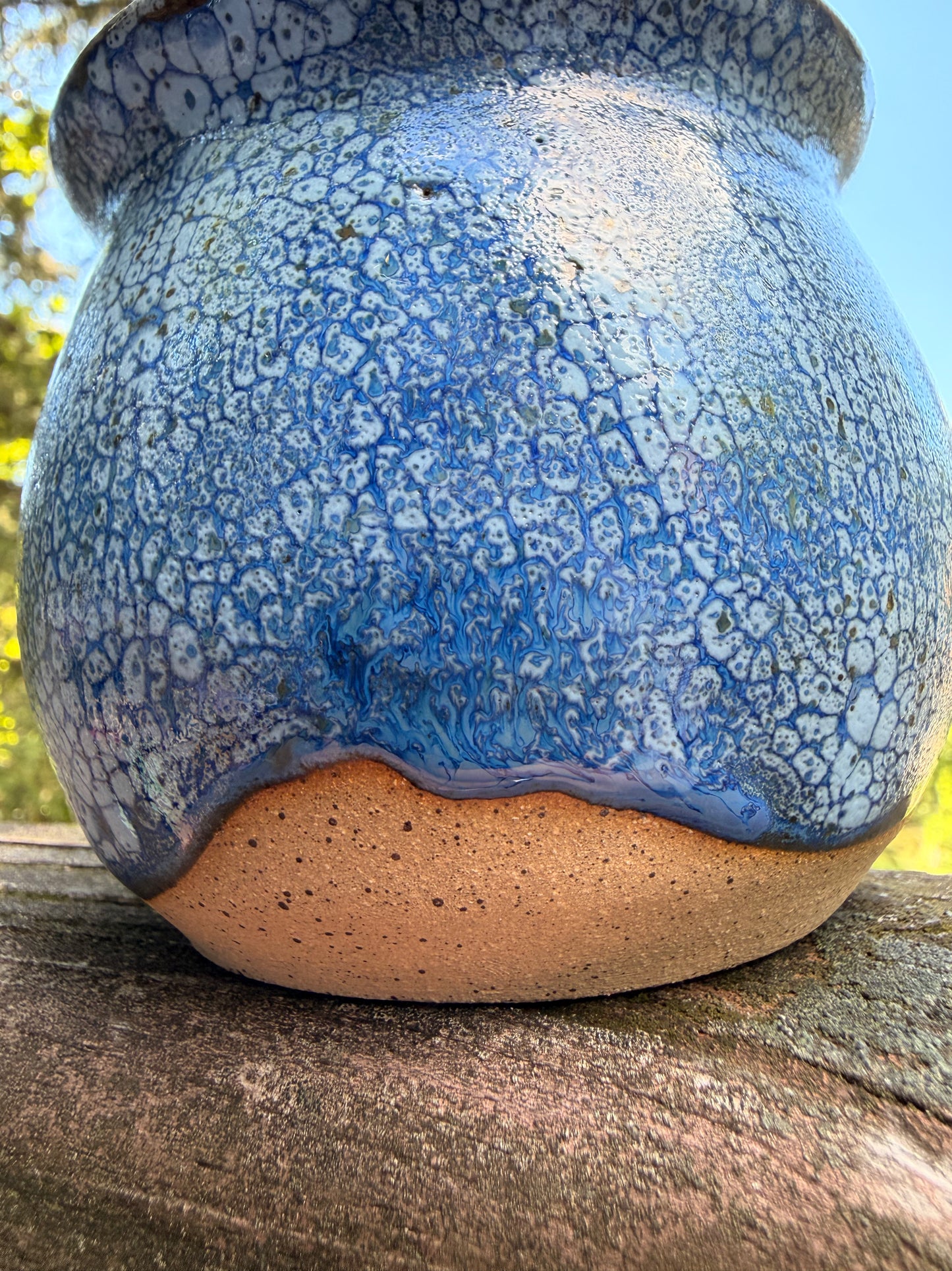 Blue Crackle Plant Pot