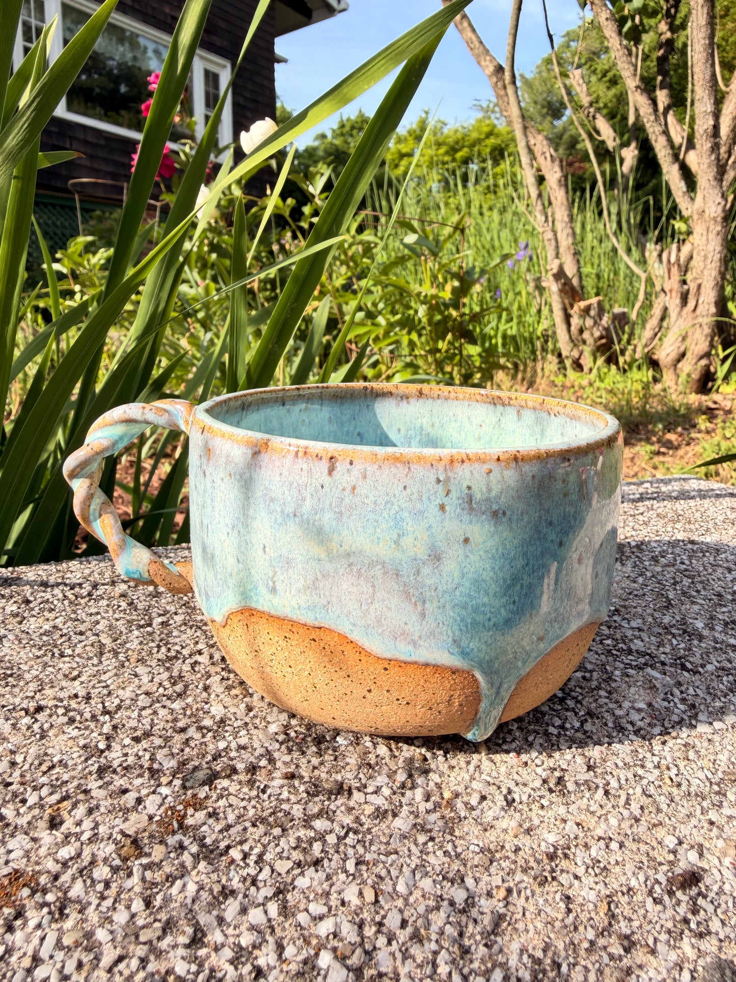 Large Blue Drip Cappuccino Mug