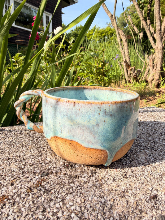 Large Blue Drip Cappuccino Mug