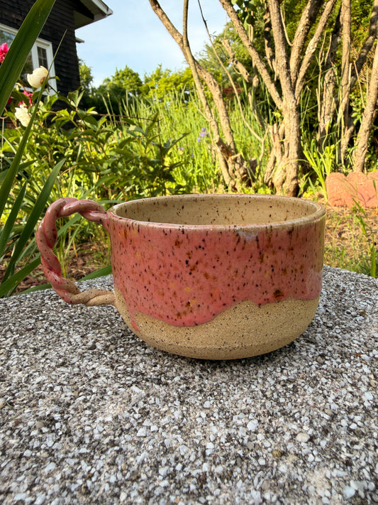 Large Pink Drip Cappuccino Mug