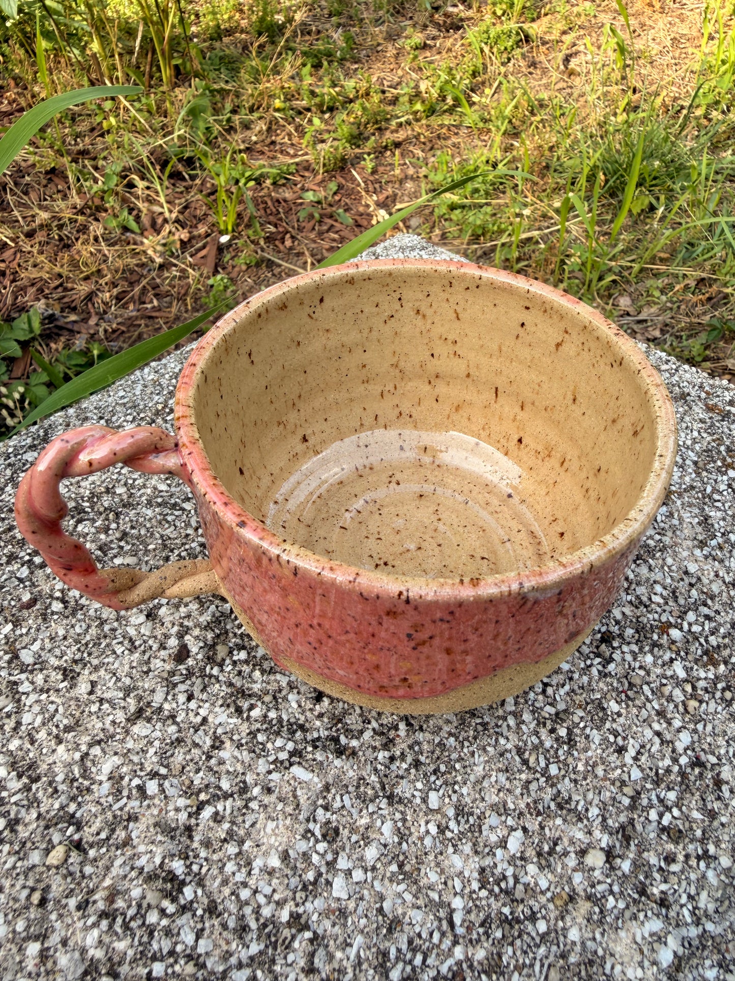 Large Pink Drip Cappuccino Mug