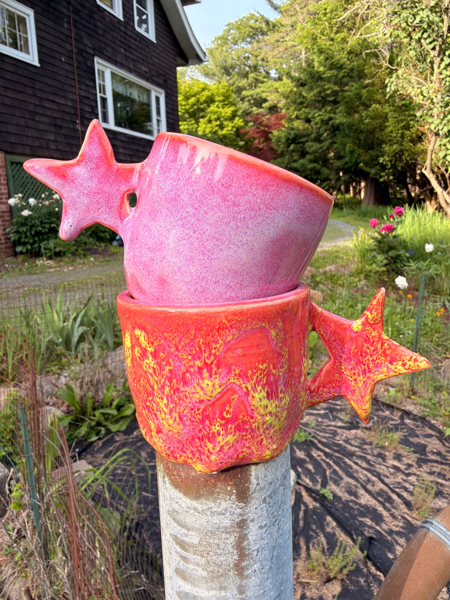 Gloopy Pink and Lime Star Espresso Mug