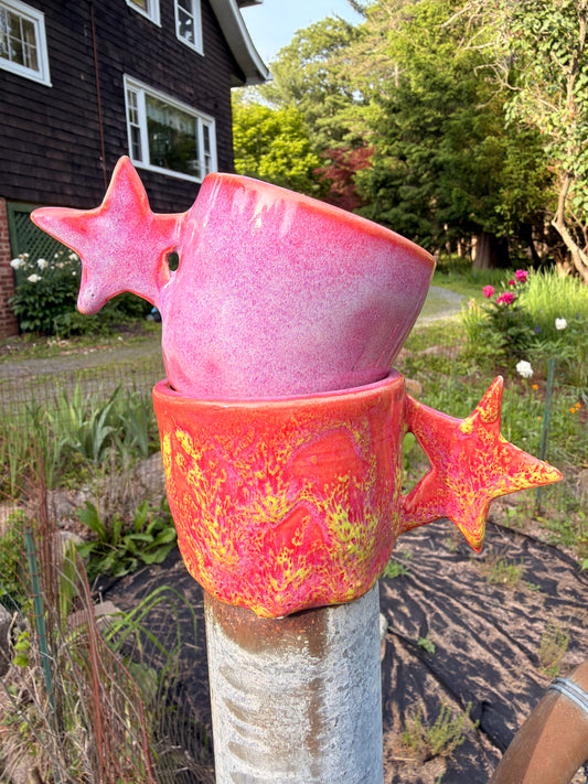 Gloopy Pink and Lime Star Espresso Mug