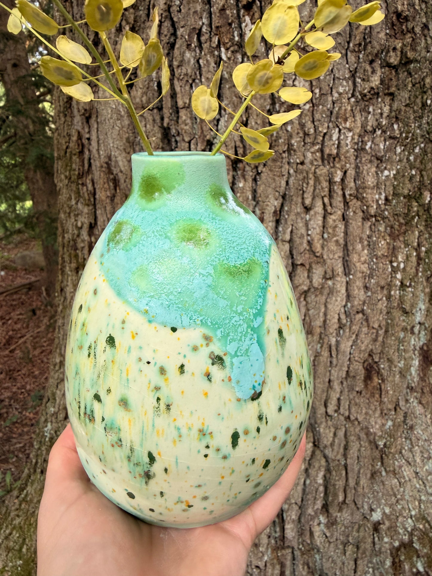 Blue and Green Speckled Vase