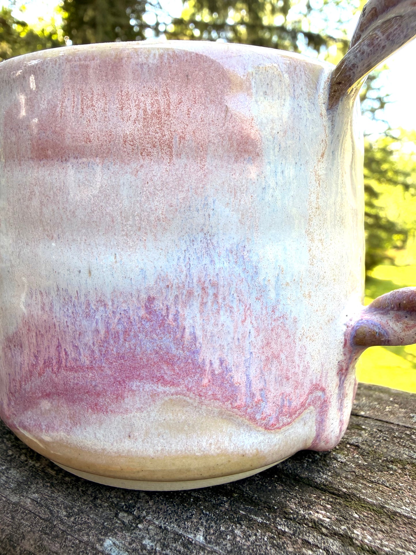 Pink Drip Mug with twisty handle