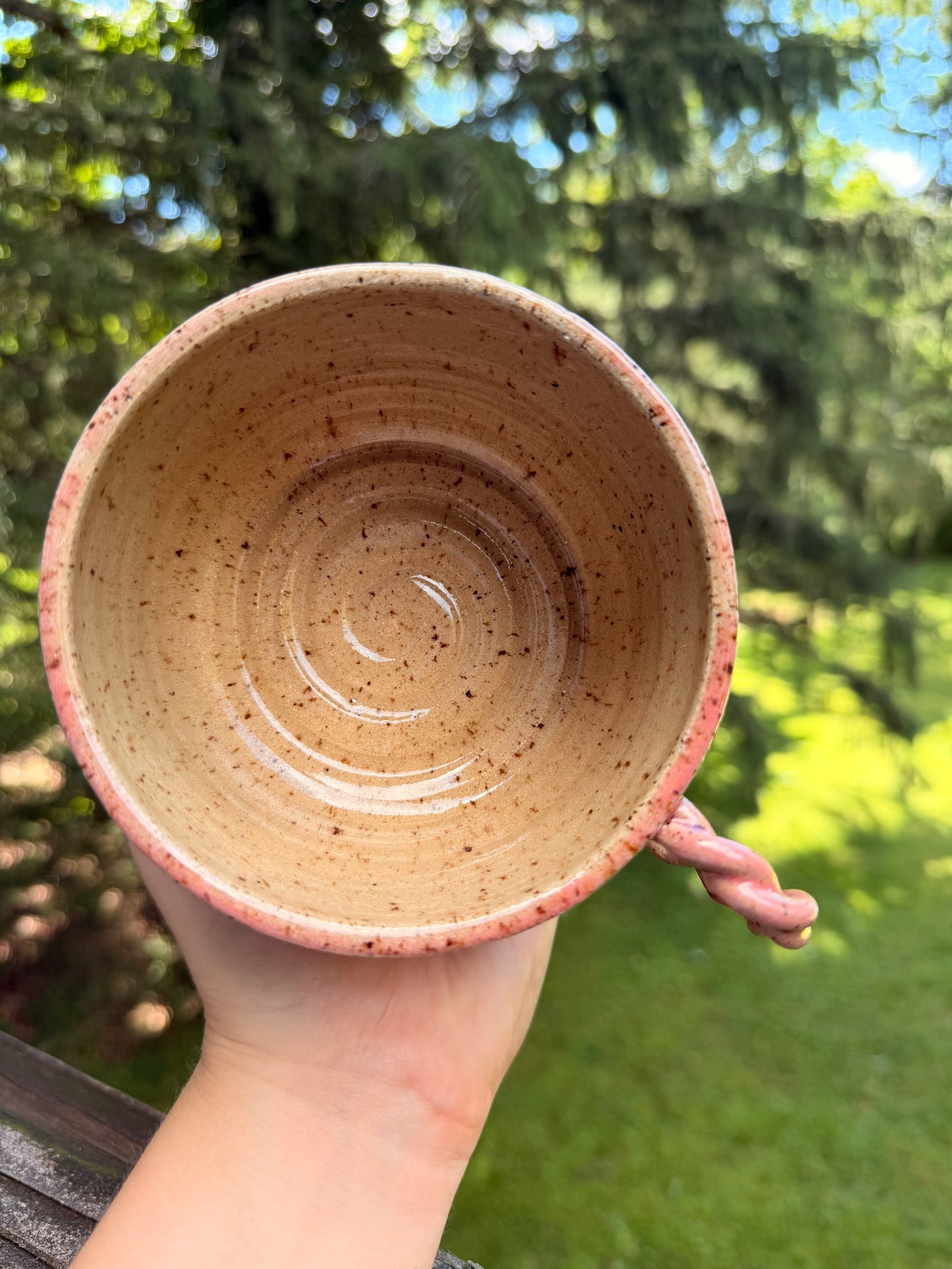 Large Pink Drip Cappuccino Mug