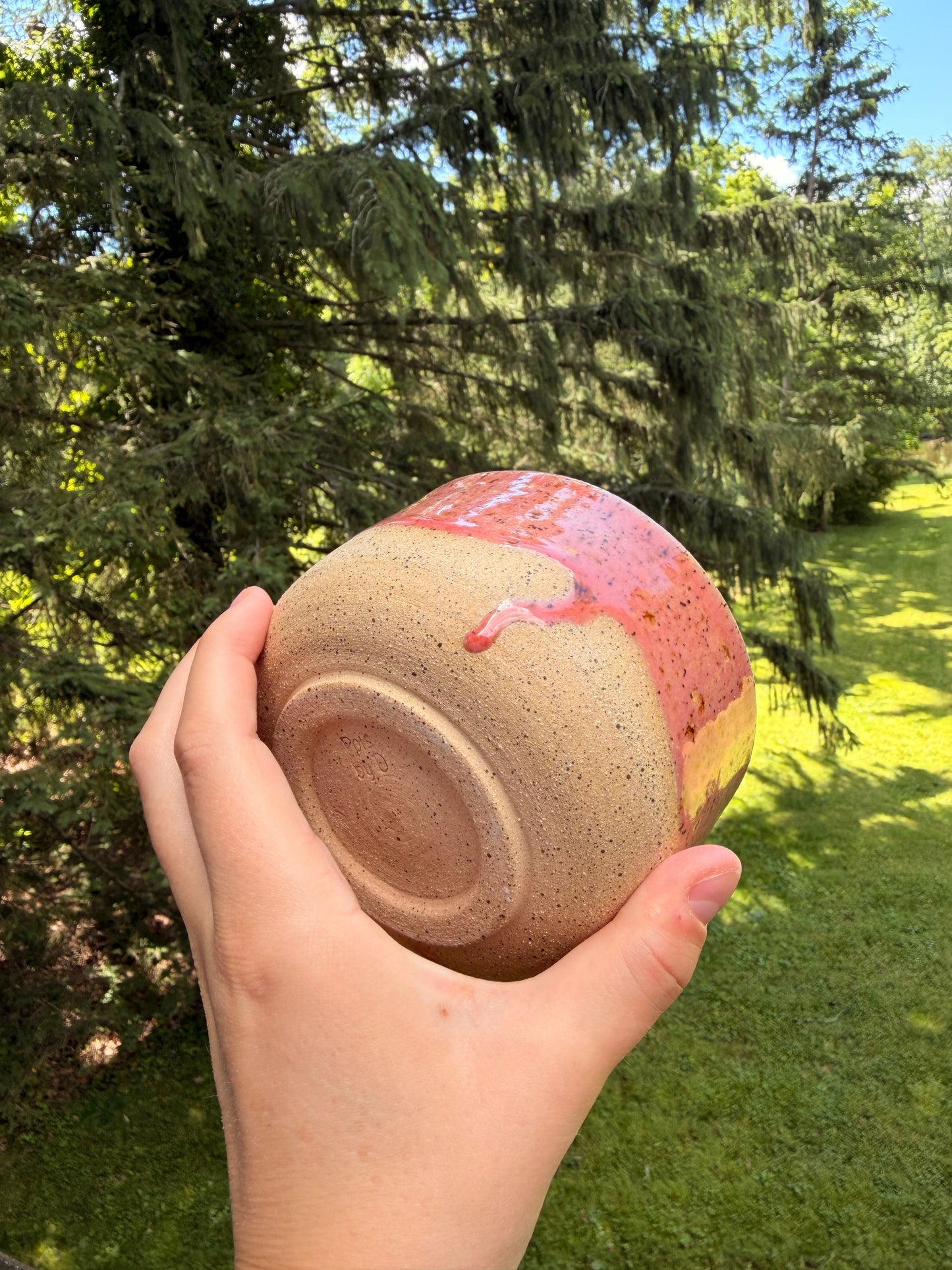 Large Pink Drip Cappuccino Mug