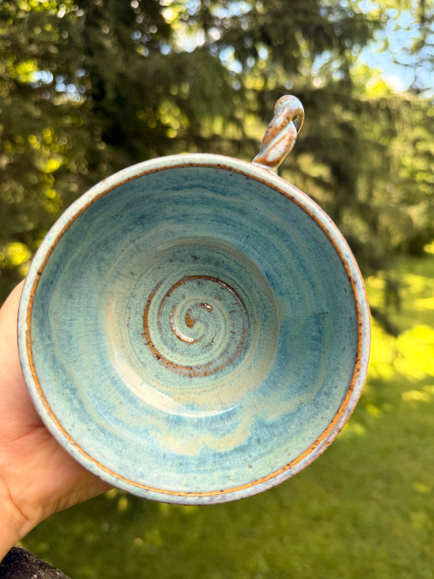 Large Blue Drip Cappuccino Mug