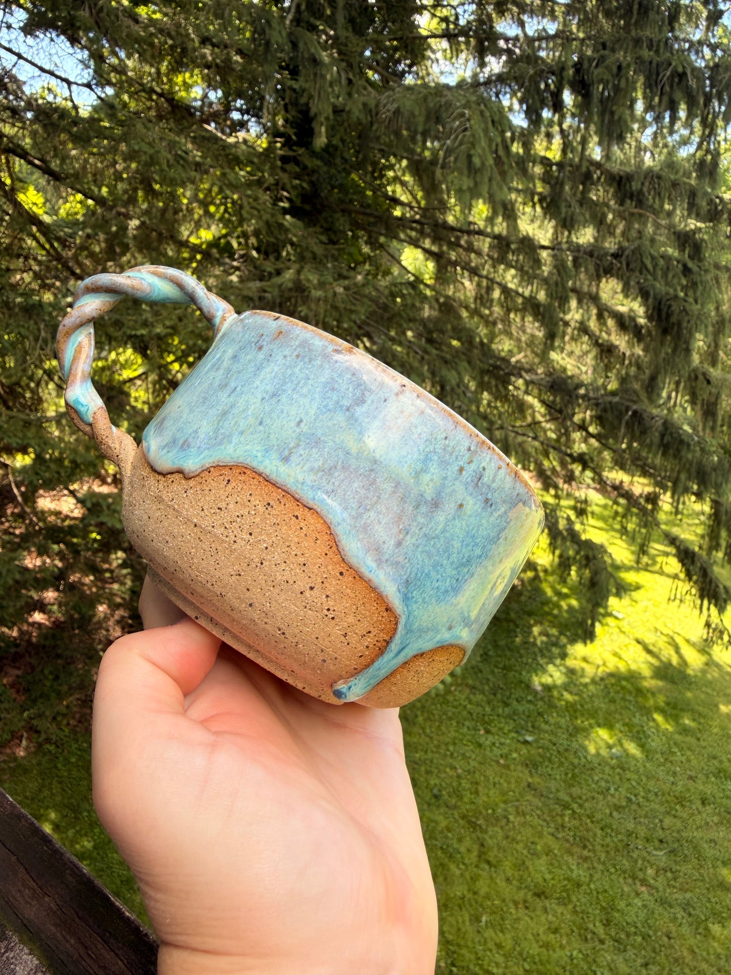 Large Blue Drip Cappuccino Mug