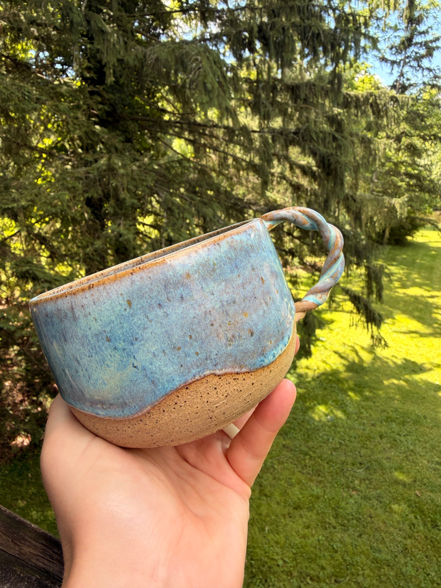 Large Blue Drip Cappuccino Mug