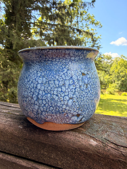 Blue Crackle Plant Pot